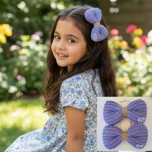 Bows For Girls 🎀Adorable Lavander Crochet Hair Bow (Set Of 2)✨✨